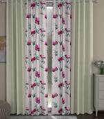 ROSARA HOME Solid Floral Pack of 4 Regular Door Curtains -7 Feet,Cream::Pink