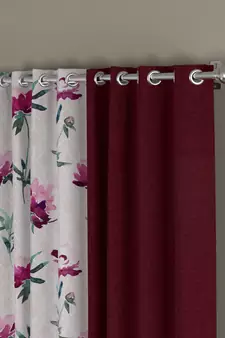 ROSARA HOME Solid Floral Pack of 4 Regular Door Curtains -7 Feet,Maroon::Pink