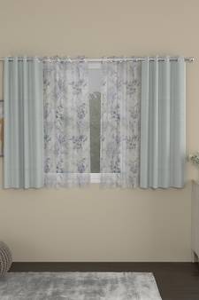 ROSARA HOME Solid Floral Pack of 4 Regular and Sheer Window Curtains -5 Feet,Light Grey::Lavender