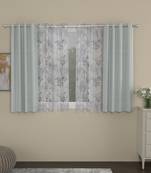 ROSARA HOME Solid Floral Pack of 4 Regular and Sheer Window Curtains -5 Feet,Light Grey::Lavender