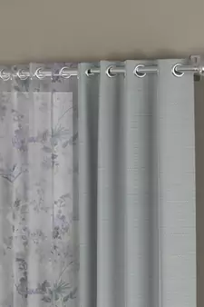 ROSARA HOME Solid Floral Pack of 4 Regular and Sheer Window Curtains -5 Feet,Light Grey::Lavender