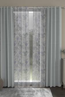 ROSARA HOME Solid Floral Pack of 4 Regular and Sheer Long Door Curtains -9 Feet,Light Grey::Lavender
