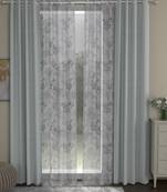 ROSARA HOME Solid Floral Pack of 4 Regular and Sheer Long Door Curtains -9 Feet,Light Grey::Lavender