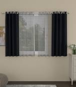 ROSARA HOME Solid Striped Pack of 4 Regular and Sheer Window Curtains -5 Feet,Charcoal::Grey