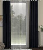 ROSARA HOME Solid Striped Pack of 4 Regular and Sheer Door Curtains -7 Feet,Charcoal::Grey