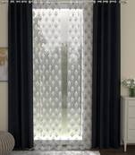 ROSARA HOME Solid Embroidered Pack of 4 Regular and Sheer Long Door Curtains -9 Feet,Charcoal::Grey