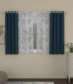 ROSARA HOME Solid Floral Pack of 4 Regular and Sheer Window Curtains -5 Feet,Navy Blue::Lavender
