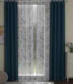 ROSARA HOME Solid Floral Pack of 4 Regular and Sheer Door Curtains -7 Feet,Navy Blue::Lavender