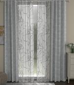 ROSARA HOME chevron Abstract Pack of 4 Regular and Sheer Long Door Curtains -9 Feet,Grey::White