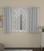 ROSARA HOME chevron Geometric Pack of 4 Regular and Sheer Window Curtains -5 Feet,Grey::White