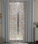 ROSARA HOME chevron Floral Pack of 4 Regular and Sheer Long Door Curtains -9 Feet,Grey::Multicolor
