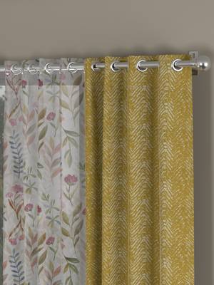 ROSARA HOME chevron Floral Pack of 4 Regular and Sheer Long Door Curtains -9 Feet,Mustard::Multicolor 2