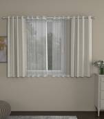 ROSARA HOME chevron Striped Pack of 4 Regular and Sheer Window Curtains -5 Feet,Cream::White
