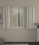 ROSARA HOME chevron Striped Pack of 4 Regular and Sheer Window Curtains -5 Feet,Cream::Gold