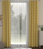 ROSARA HOME chevron Striped Pack of 4 Regular and Sheer Long Door Curtains -9 Feet,Mustard::White