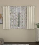 ROSARA HOME chevron Floral Pack of 4 Regular and Sheer Window Curtains -5 Feet,Cream::Multicolor