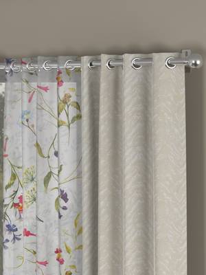 ROSARA HOME chevron Floral Pack of 4 Regular and Sheer Window Curtains -5 Feet,Cream::Multicolor 2
