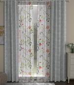 ROSARA HOME chevron Floral Pack of 4 Regular and Sheer Long Door Curtains -9 Feet,Grey::Multicolor