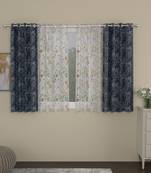 ROSARA HOME chevron Floral Pack of 4 Regular and Sheer Window Curtains -5 Feet,Navy Blue::Multicolor