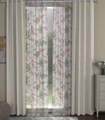 ROSARA HOME chevron Floral Pack of 4 Regular and Sheer Door Curtains -7 Feet,Cream::Multicolor
