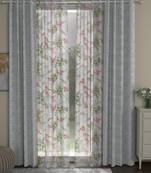 ROSARA HOME chevron Floral Pack of 4 Regular and Sheer Long Door Curtains -9 Feet,Grey::Multicolor