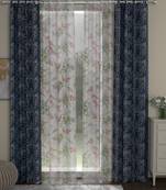 ROSARA HOME chevron Floral Pack of 4 Regular and Sheer Door Curtains -7 Feet,Navy Blue::Multicolor