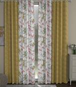 ROSARA HOME chevron Floral Pack of 4 Regular Long Door Curtains -9 Feet,Mustard::Multicolor