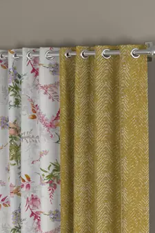 ROSARA HOME chevron Floral Pack of 4 Regular Long Door Curtains -9 Feet,Mustard::Multicolor
