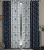 ROSARA HOME chevron Floral Pack of 4 Regular Long Door Curtains -9 Feet,Navy Blue::Blue