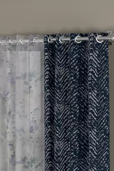 ROSARA HOME Jacquard Floral Pack of 4 Regular and Sheer Long Door Curtains -9 Feet,Navy Blue::Lavender