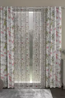 ROSARA HOME Floral Floral Pack of 4 Regular and Sheer Long Door Curtains -9 Feet,Multicolor::Multicolor
