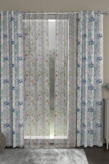 ROSARA HOME Floral Floral Pack of 4 Regular and Sheer Long Door Curtains -9 Feet,Blue::Multicolor