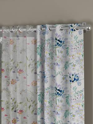 ROSARA HOME Floral Floral Pack of 4 Regular and Sheer Long Door Curtains -9 Feet,Blue::Multicolor 2
