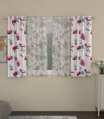 ROSARA HOME Floral Floral Pack of 4 Regular and Sheer Window Curtains -5 Feet,Pink::Multicolor