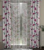ROSARA HOME Floral Floral Pack of 4 Regular and Sheer Long Door Curtains -9 Feet,Pink::Multicolor