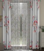 ROSARA HOME Floral Floral Pack of 4 Regular and Sheer Long Door Curtains -9 Feet,Multicolor::Multicolor