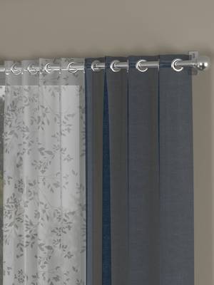 ROSARA HOME Solid Floral Pack of 4 Sheer Long Door Curtains -9 Feet,Navy Blue::White 2