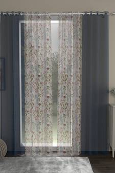 ROSARA HOME Solid Floral Pack of 4 Sheer Long Door Curtains -9 Feet,Navy Blue::Multicolor