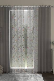 ROSARA HOME Solid Floral Pack of 4 Sheer Door Curtains -7 Feet,Grey::Multicolor