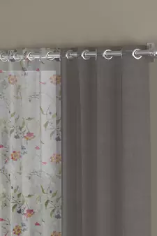 ROSARA HOME Solid Floral Pack of 4 Sheer Door Curtains -7 Feet,Grey::Multicolor