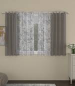ROSARA HOME Solid Floral Pack of 4 Sheer Window Curtains -5 Feet,Grey::Lavender