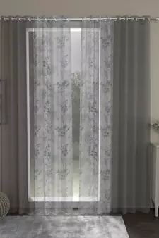 ROSARA HOME Solid Floral Pack of 4 Sheer Door Curtains -7 Feet,Grey::Lavender