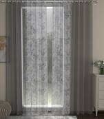ROSARA HOME Solid Floral Pack of 4 Sheer Door Curtains -7 Feet,Grey::Lavender
