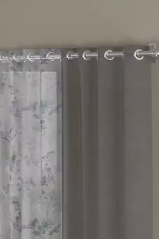 ROSARA HOME Solid Floral Pack of 4 Sheer Door Curtains -7 Feet,Grey::Lavender