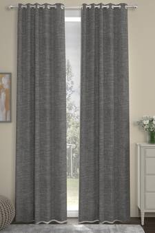ROSARA HOME Textured Pack of 2 Black Out Door Curtains -7 Feet,Beige