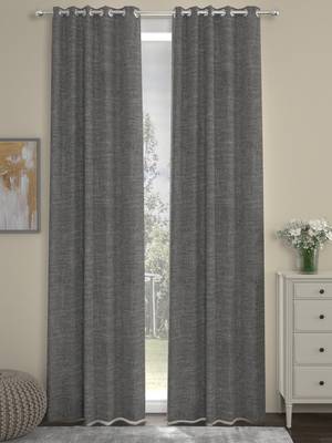 ROSARA HOME Textured Pack of 2 Black Out Long Door Curtains -9 Feet,Beige 1
