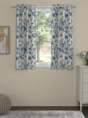 ROSARA HOME Floral Pack of 2 Regular Window Curtains -5 Feet,Blue 1