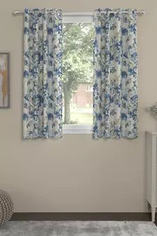 ROSARA HOME Floral Pack of 2 Regular Window Curtains -5 Feet,Blue
