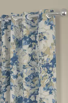 ROSARA HOME Floral Pack of 2 Regular Window Curtains -5 Feet,Blue