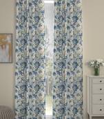ROSARA HOME Floral Pack of 2 Regular Door Curtains -7 Feet,Blue